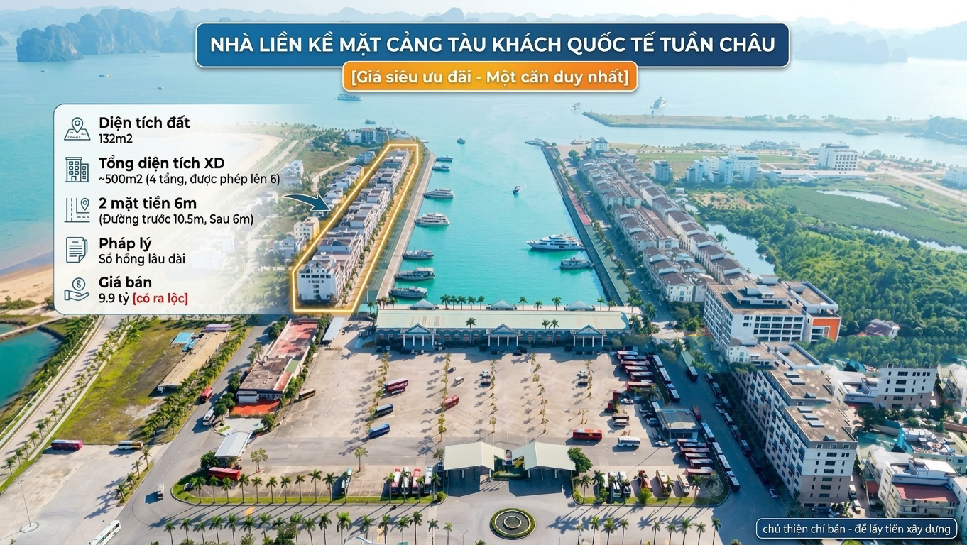 Chính chủ bán nhà liền kề 2 mặt tiền Cảng Tuần Châu, Hạ Long - 132m² sổ hồng lâu dài